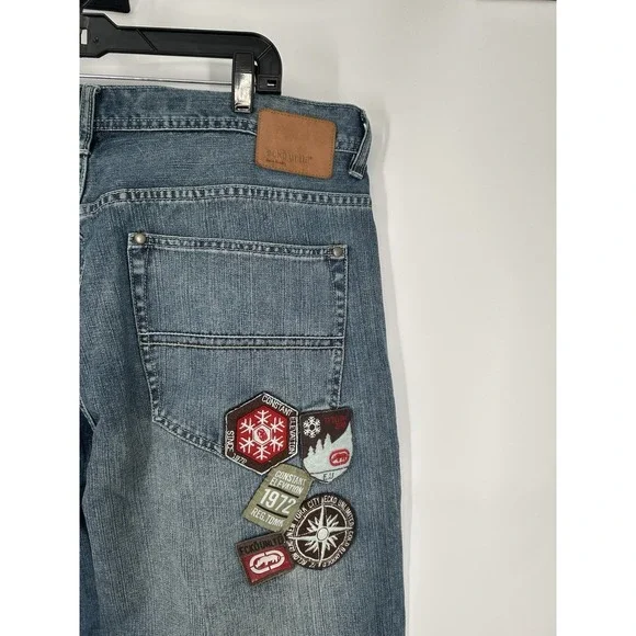 Ecko Unltd Vintage Y2K Embroidered Baggy Fit Jeans Grunge Graphic Size 40x32